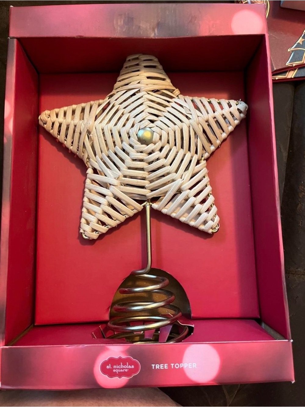 St. Nicholas Square Red Tree Topper Box